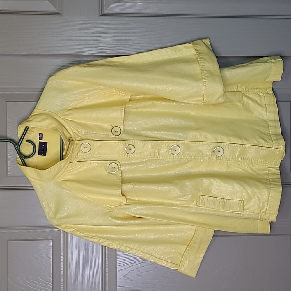NWT Tribal 100%cotton Lemon yellow big button-down jacket blazer size 16
